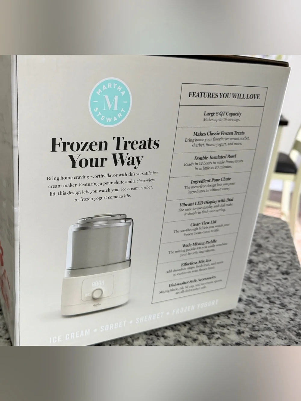 Martha Stewart 2qt Double Insulated Ice cream maker. New Never opened